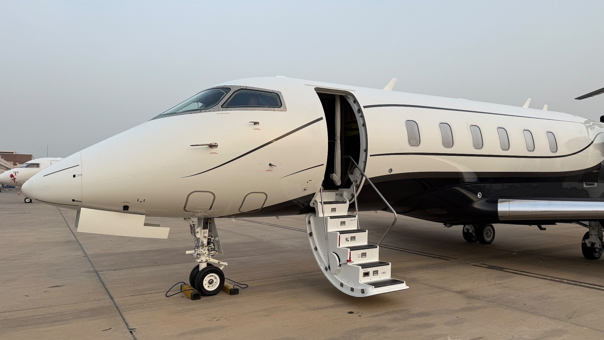 Private jet with passenger door open