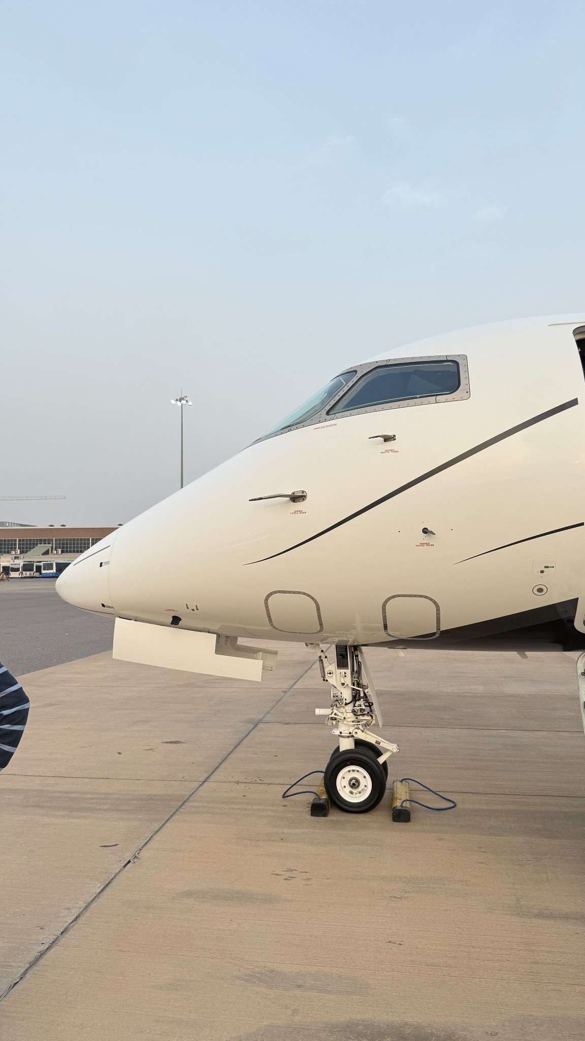 Close view of private jet nose